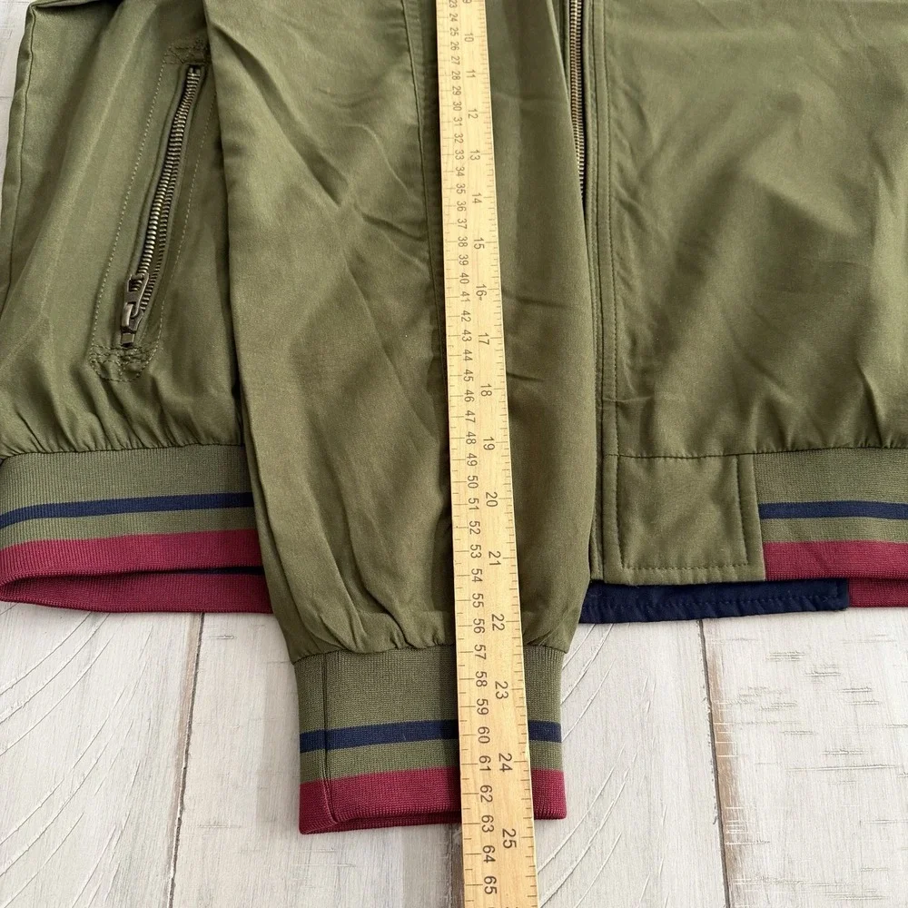 men's navy blue and olive green reversible bomber jacket SZ-M‎ gold tone zipper